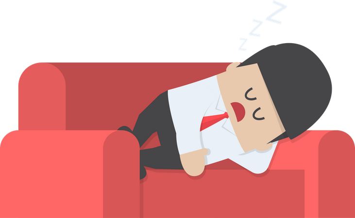 Lazy businessman sleeping on the couch  Illustration