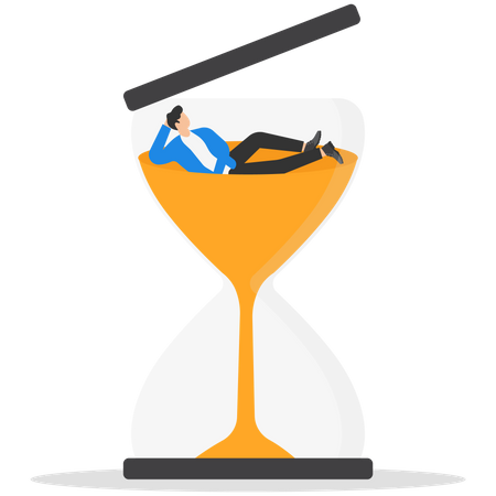 Lazy businessman sleeping on the time running clock  Illustration