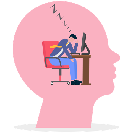 Lazy Employee working on desk  Illustration