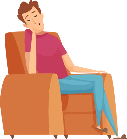 Lazy man sleeping on sofa Illustration