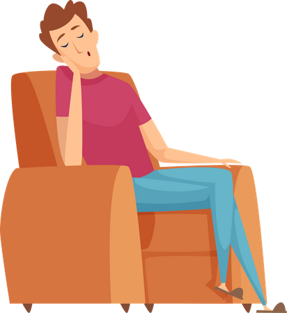 Lazy man sleeping on sofa  Illustration