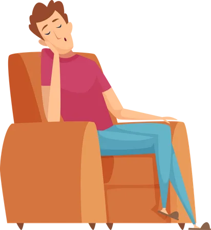 Lazy man sleeping on sofa  Illustration