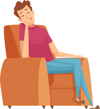 Lazy man sleeping on sofa  Illustration
