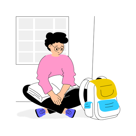 Lazy student don't want to go to school  Illustration