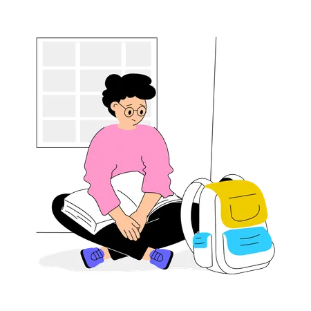 Lazy student don't want to go to school  Illustration