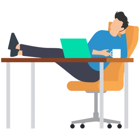 Lazy worker sleeping at office Illustration