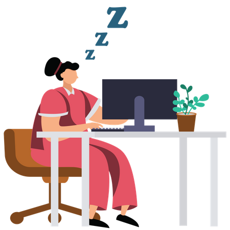Lazy worker sleeping at office  Illustration