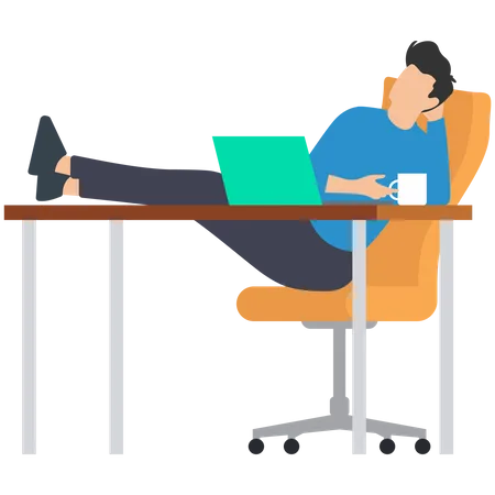 Lazy worker sleeping at office  Illustration