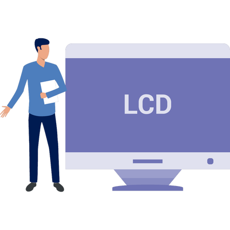 모니터 LCD를 보는 남자  일러스트레이션