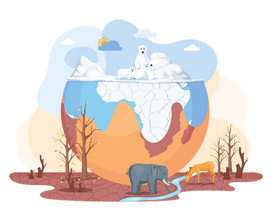 Le changement climatique sur la planète Terre  Illustration