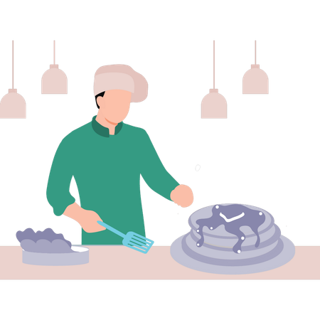 Le chef prépare les gâteaux  Illustration