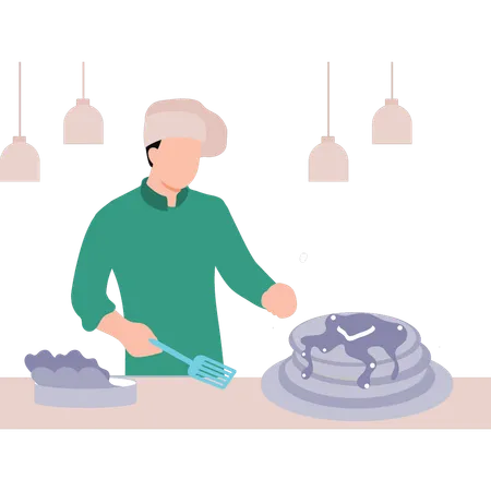 Le chef prépare les gâteaux  Illustration