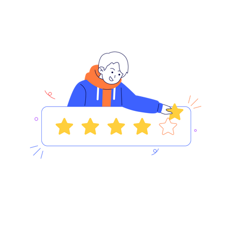 Le client donne une note ou un avis  Illustration