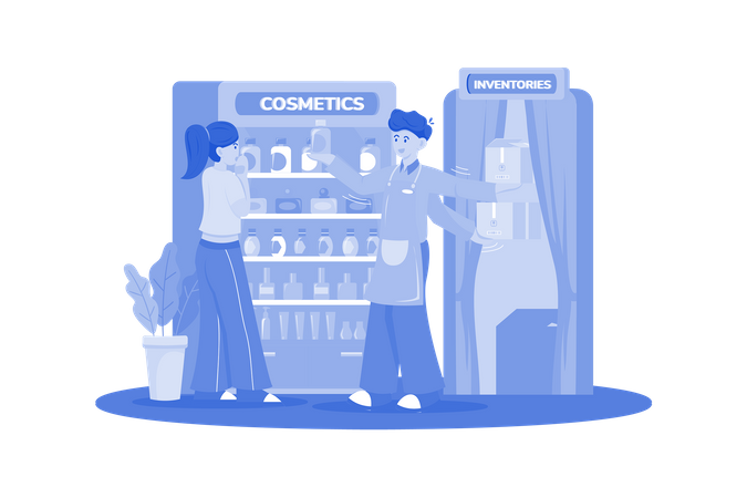 Le client est arrivé au magasin de cosmétiques  Illustration