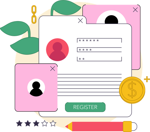 Le client se connecte au compte social  Illustration