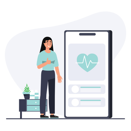 Le client surfe sur une application médicale  Illustration