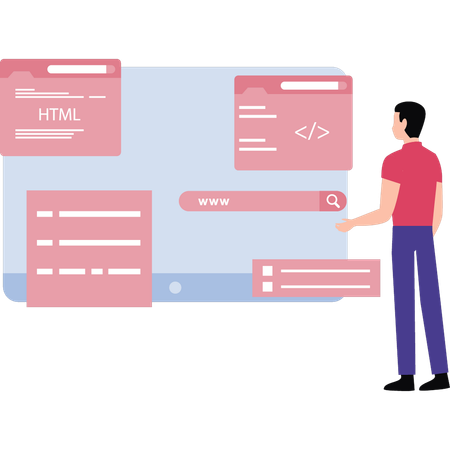 Le codeur explique les lignes de programmation  Illustration