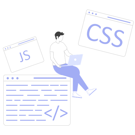 Le codeur travaille sur une application de développement  Illustration