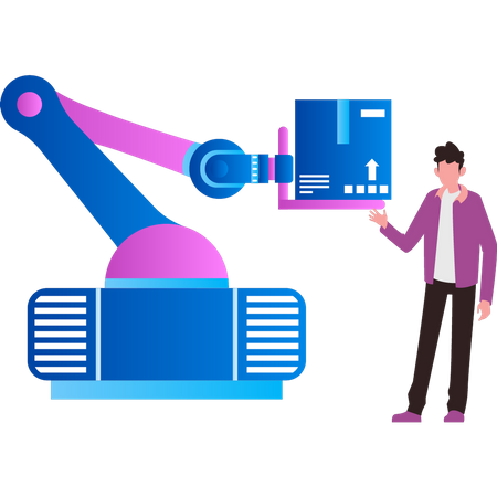 Le colis est récupéré par machine  Illustration