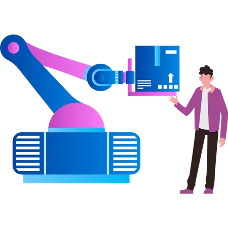 Le colis est récupéré par machine  Illustration