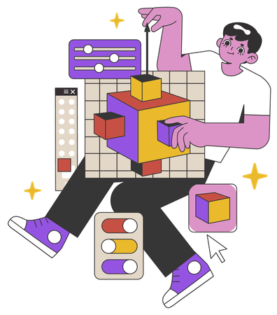 Le concepteur conçoit la mise en page Web  Illustration