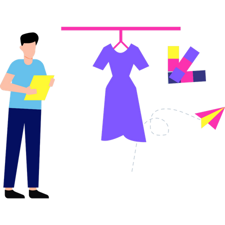 Le créateur de mode conçoit des vêtements  Illustration