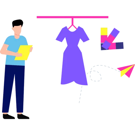 Le créateur de mode conçoit des vêtements  Illustration