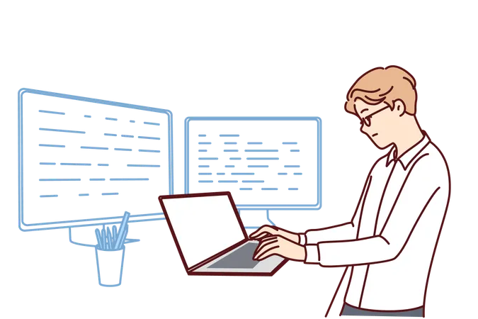 Le développeur de logiciels vérifie son site Web  Illustration