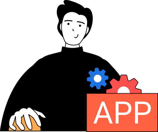 Le développeur effectue le développement d'applications  Illustration