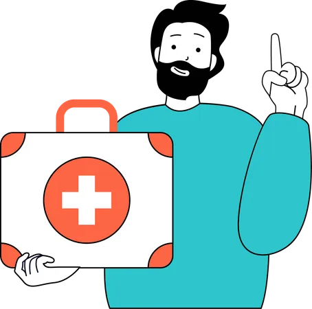 Le médecin porte un sac médical  Illustration