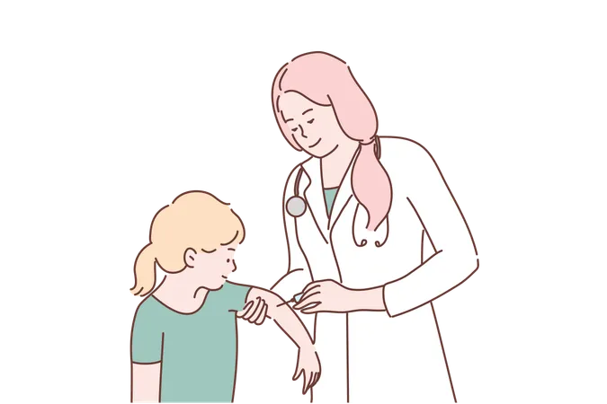 Le docteur vaccine la petite fille  Illustration