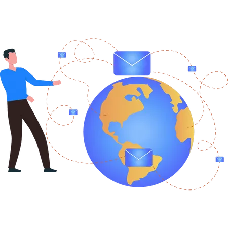 Le garçon a des relations mondiales  Illustration