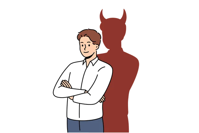 Le garçon a le diable derrière le visage  Illustration