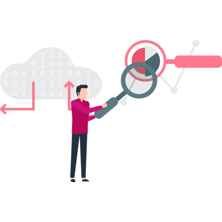 Le garçon cherche un diagramme circulaire  Illustration