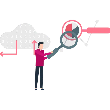 Le garçon cherche un diagramme circulaire  Illustration