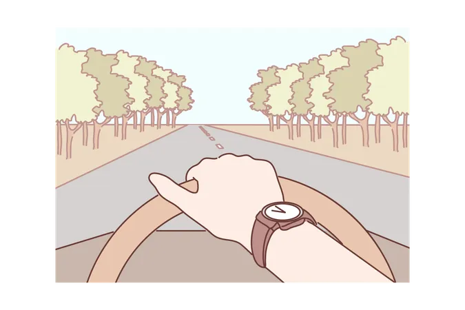 Le garçon conduit une voiture  Illustration