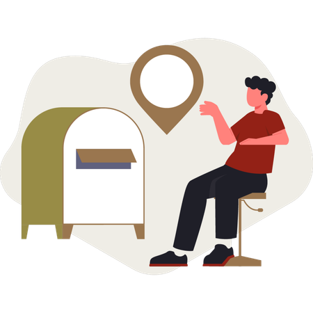 Le garçon discute de l'emplacement de la boîte aux lettres  Illustration