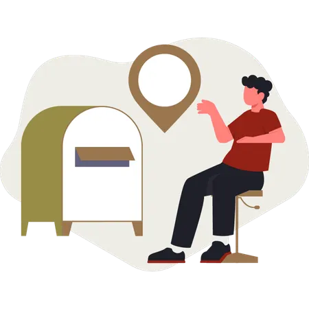 Le garçon discute de l'emplacement de la boîte aux lettres  Illustration