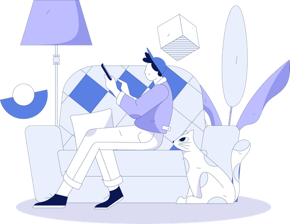 Le garçon discute au téléphone  Illustration