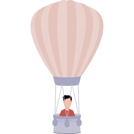 Le garçon est assis dans un parachute  Illustration