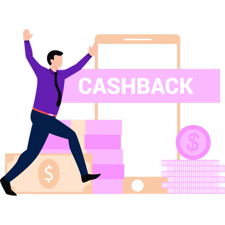 Le garçon est content du cashback  Illustration