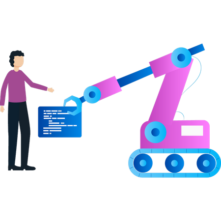 Le garçon programme une machine  Illustration