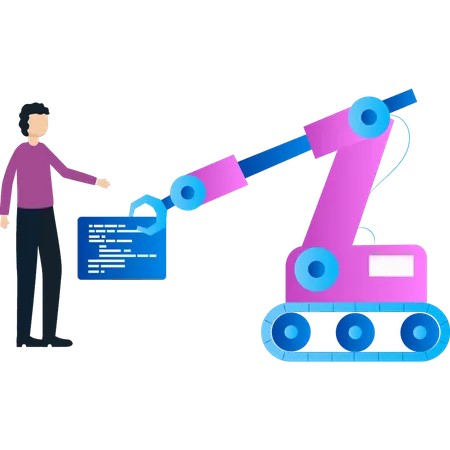 Le garçon programme une machine  Illustration