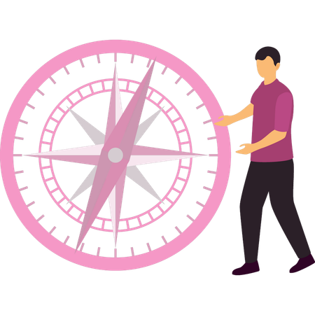 Le garçon explique l'orientation de la navigation  Illustration