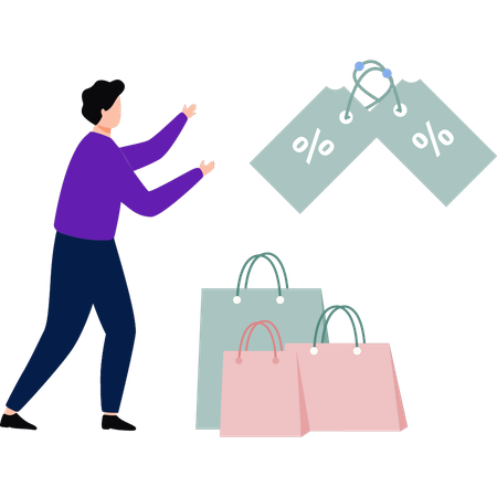 Le garçon fait du shopping  Illustration