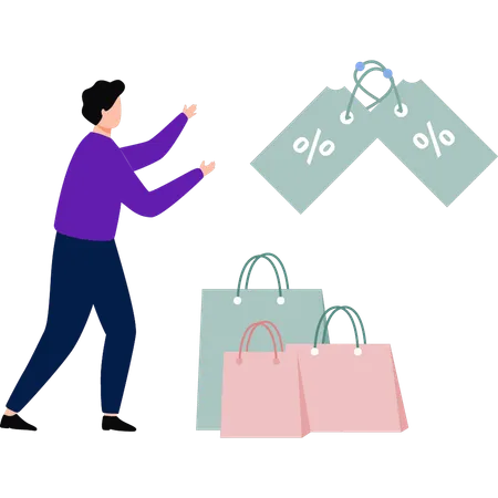 Le garçon fait du shopping  Illustration