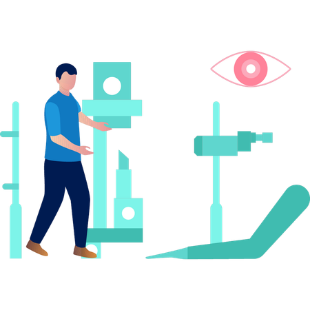 Le garçon fait des examens de la vue  Illustration