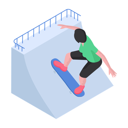 Le garçon fait du patinage  Illustration