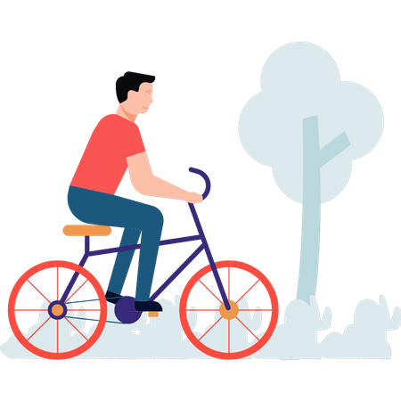 Le garçon fait du vélo  Illustration