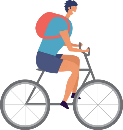 Le garçon fait du vélo  Illustration